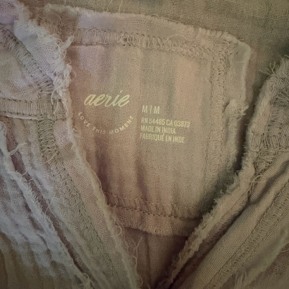 Aerie Pool to Party Oversized‎ Soft Gauze Textured Button Down Lavender Top - Picture 5 of 7